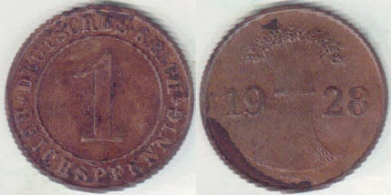 1928 A Germany 1 Reichspfennig A008324